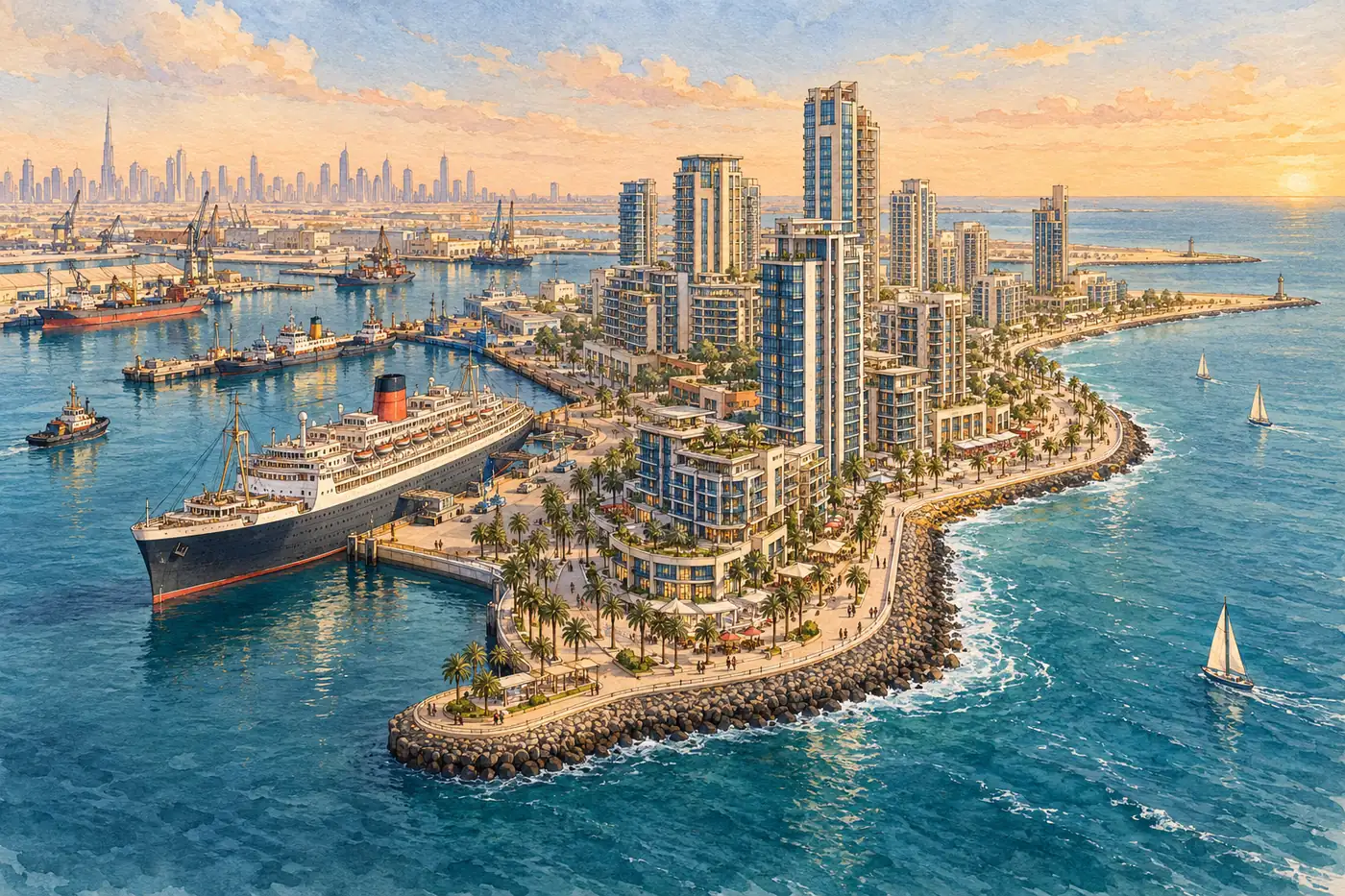 Illustration of Dubai Maritime City